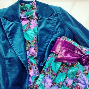 NWT Teal / Peacock color velvet Blazer